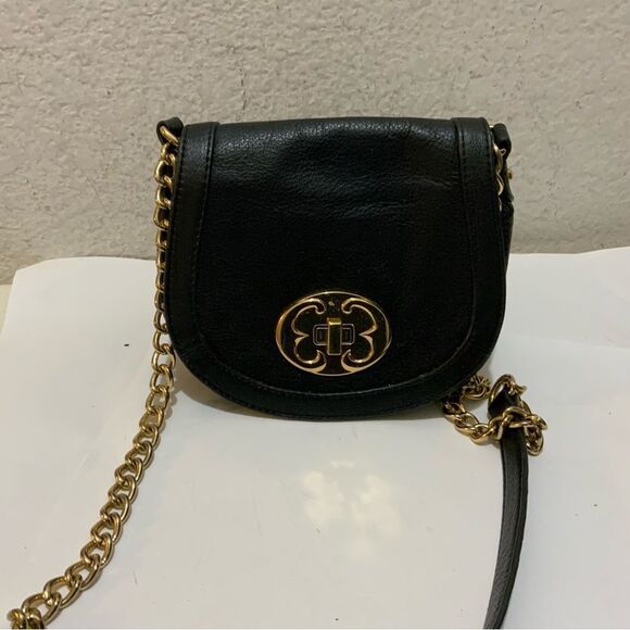 Emma Fox Leather crossbody bag gold chain strap accent - Picture 3 of 9